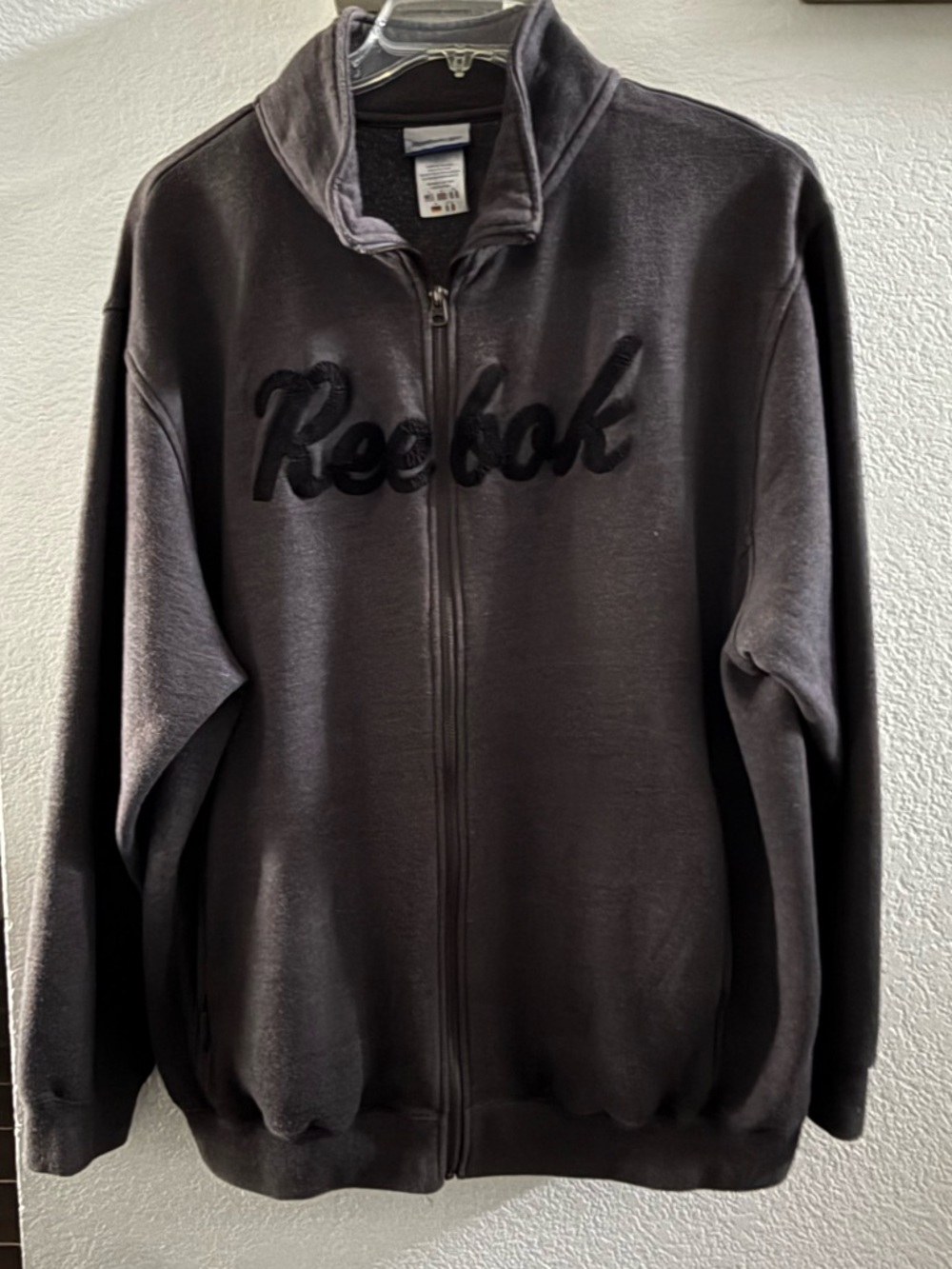 Reebok Men's Full-Zip Sweatshirt Jacket in Charcoal Black
